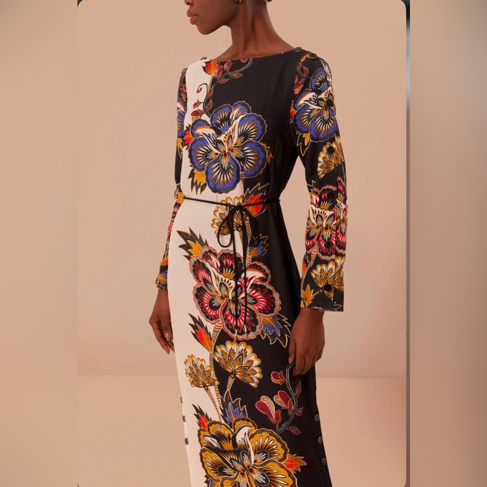 Farm Rio Black And White Maxi Floral Midi Dress - Picture 5 of 9